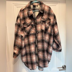 Vero Moda Checkered Oversized Jacket in Black, White, and Pink